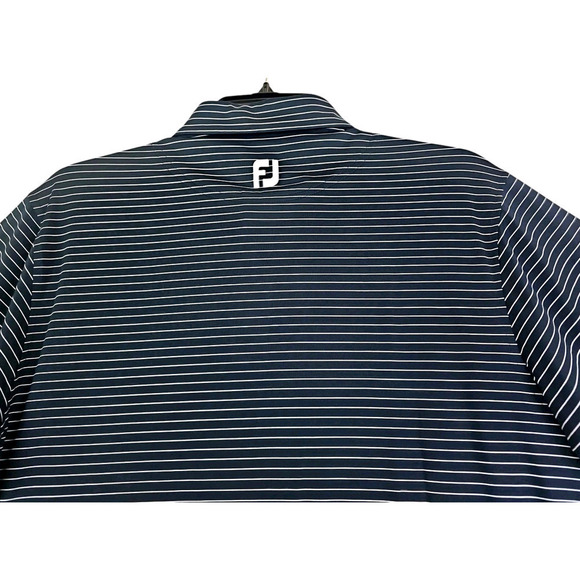 FootJoy ~Men's Size L~ Black/White Striped Golf Polo Shirt Logo, Polyester NWT - Picture 9 of 14
